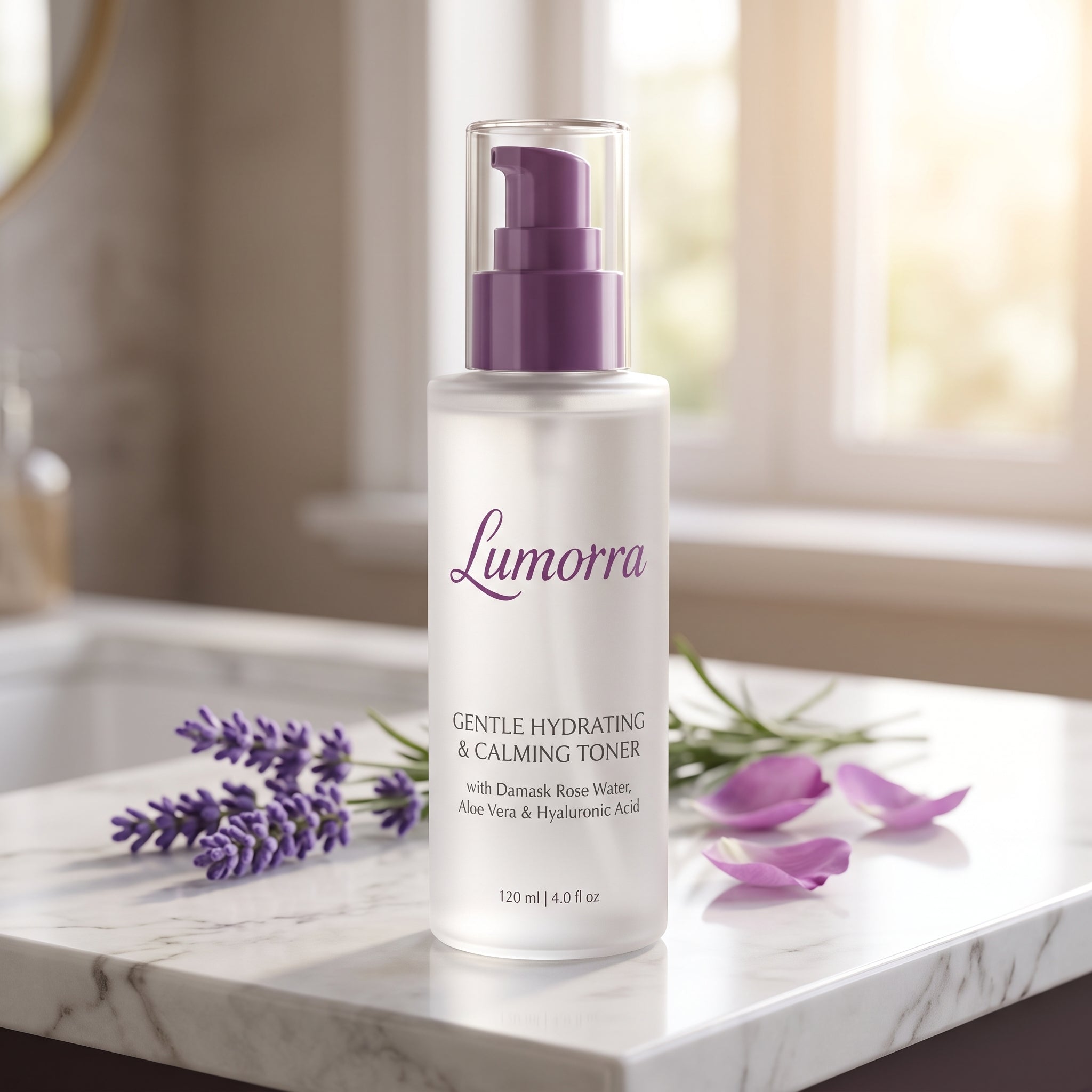 Lumorra Gentle Hydrating & Calming Toner with Damascus Rose Water, Aloe Vera & Hyaluronic Acid | 120ml